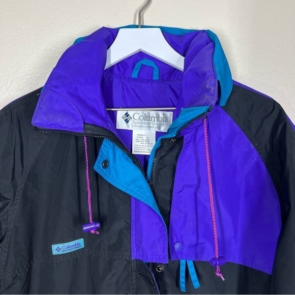Columbia Sportswear Vintage Criterion Teal Black Purple Zip Up Jacket Large - Picture 2 of 11